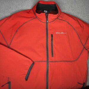 Eddie Bauer Jacket Mens M Orange Softshell Full Zip Outdoor Performance Stretch